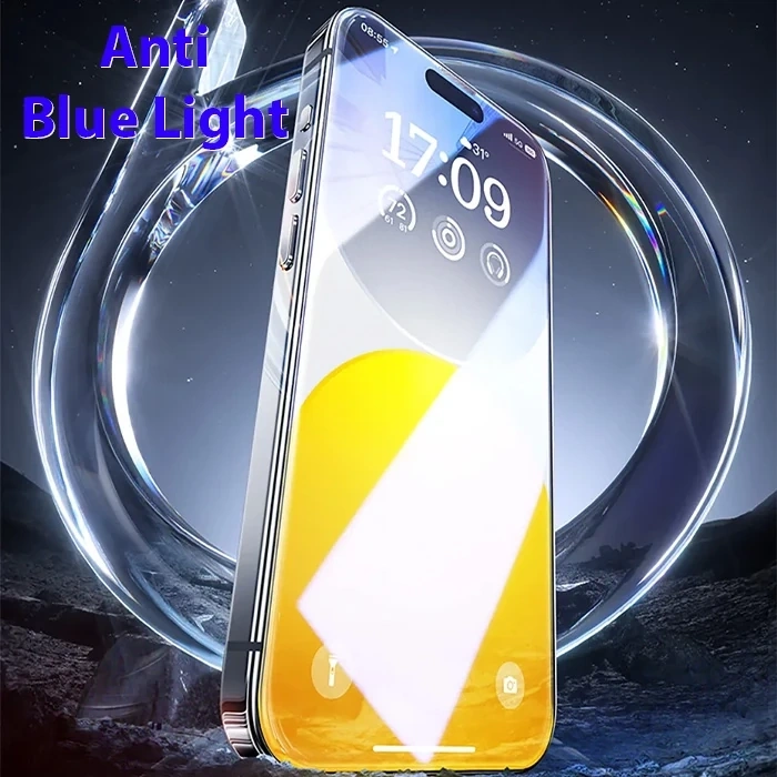 Nevamel Baseus Crystalline iPhone 15 Pro Max Full Koruma Anti Mavi Işık Tempered Cam Ekran Koruyucu-(5775)