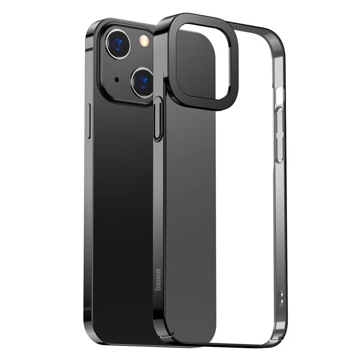 Nevamel Baseus Glitter iPhone 13 6.1inç Kılıf Renkli Kenar Şeffaf Silikon-(5775)