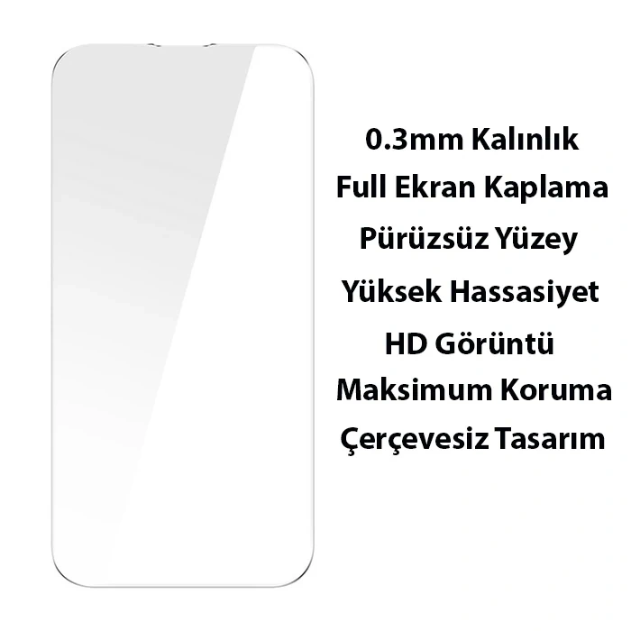Nevamel Baseus Glitter iPhone 14 Plus 6.7 Renkli Kenar Silikon Kılıf + Tempered Ekran Koruyucu Set-(5775)