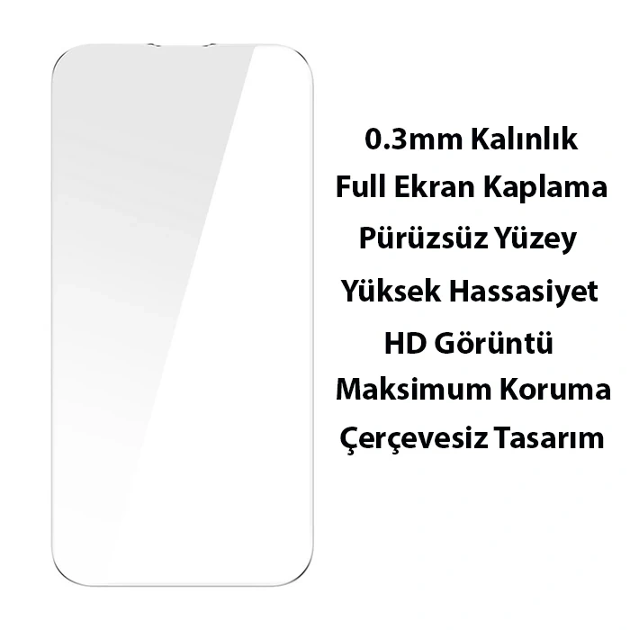 Nevamel Baseus Glitter iPhone 14 Pro 6.1 Renkli Kenar Silikon Kılıf + Tempered Ekran Koruyucu Set-(5775)