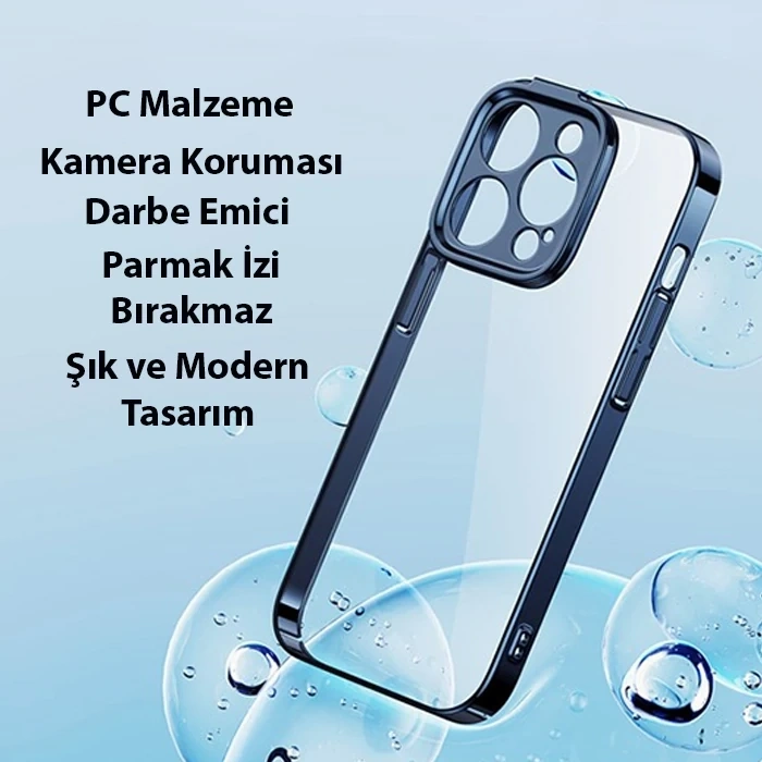Nevamel Baseus Glitter iPhone 14 Pro Max 6.7 Renkli Kenar Silikon Kılıf + Tempered Ekran Koruyucu Set-(5775)