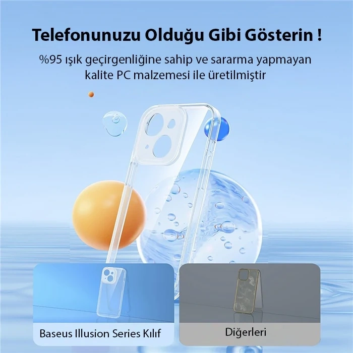 Nevamel Baseus Illusion Series iPhone 14 Plus 6.7 Silikon Kılıf + Tempered Ekran Koruyucu + 4x Kamera Koruyu-(5775)