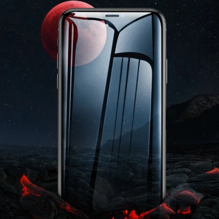 Nevamel Baseus İPhone 11 Pro/ XS/X  023mm Anti Spy Çerçeveli Tempered Cam Ekran Koruyucu-(5775)