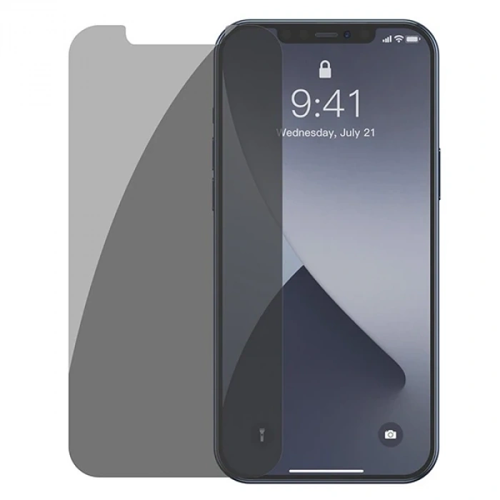 Nevamel Baseus İPhone 12 mini 03mm Anti Spy Tempered Cam Ekran Koruyucu 2 Adet Set-(5775)