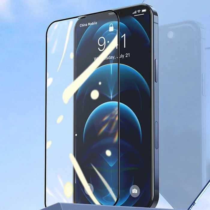 Nevamel Baseus İPhone 12 Mini Ekran Koruyucu 0.3MM Full Anti Blue Light Tempered Cam Ekran Koruyucu 2Adet Se-(5775)