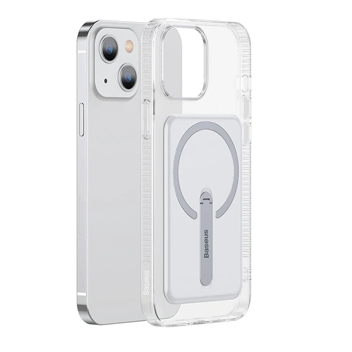 Nevamel Baseus iPhone 13 6.1inç Manyetik Magsafe Standlı Silikon Kılıf-(5775)