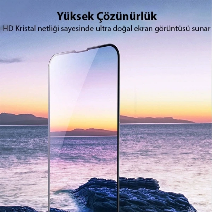 Nevamel Baseus iPhone 13 Mini 0.23mm Full Kavisli Ekran Koruyucu Cam 2 Adet-(5775)