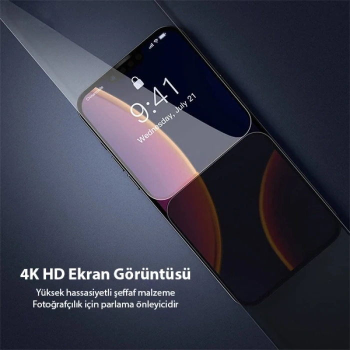 Nevamel Baseus iPhone 13 Mini 0.23mm Gizlilik Hayalet Full Ekran Koruyucu 2 Adet Set-(5775)