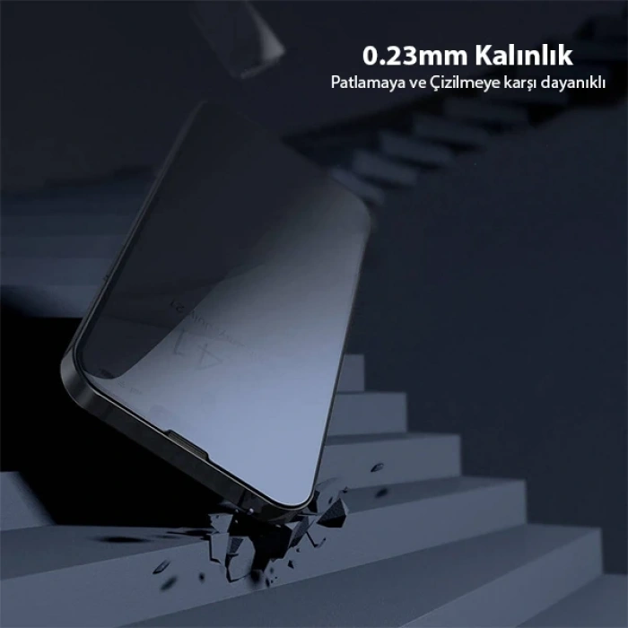 Nevamel Baseus iPhone 13 Mini 0.23mm Gizlilik Hayalet Full Ekran Koruyucu 2 Adet Set-(5775)