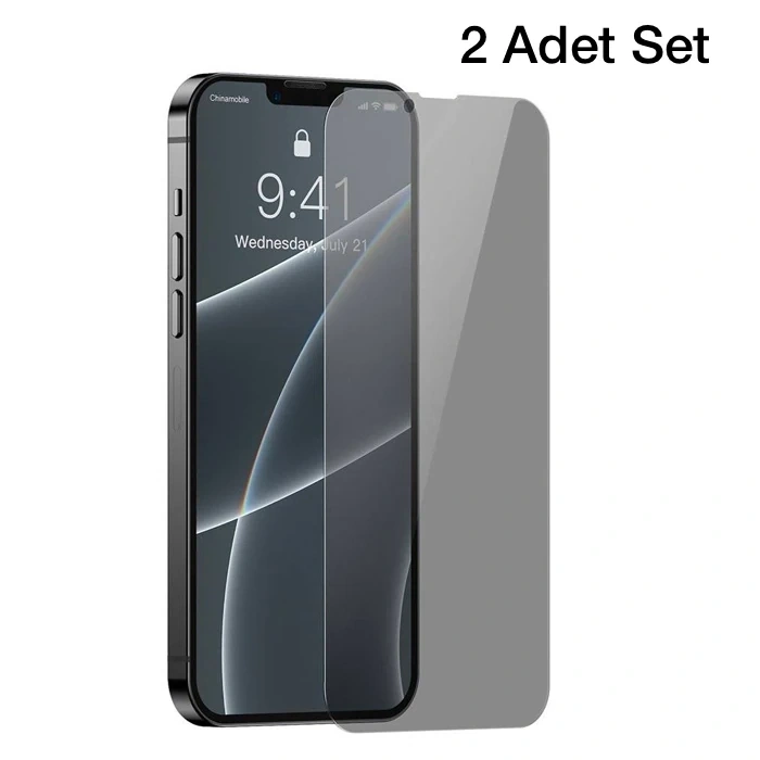 Nevamel Baseus iPhone 13 Mini Privacy Hayalet Cam Ekran Koruyucu 2 Adet Set-(5775)
