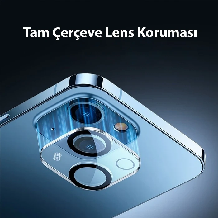 Nevamel Baseus iPhone 14-14 Plus ile Uyumlu 0.3mm Full Tempered Kamera Lens Koruma Camı 2 Adet Set-(5775)