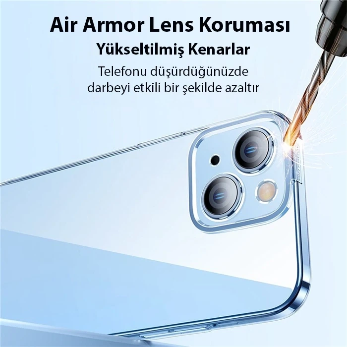 Nevamel Baseus iPhone 15 Crystal Serisi Silikon Kılıf + Tempered Ekran Koruyucu Set-(5775)