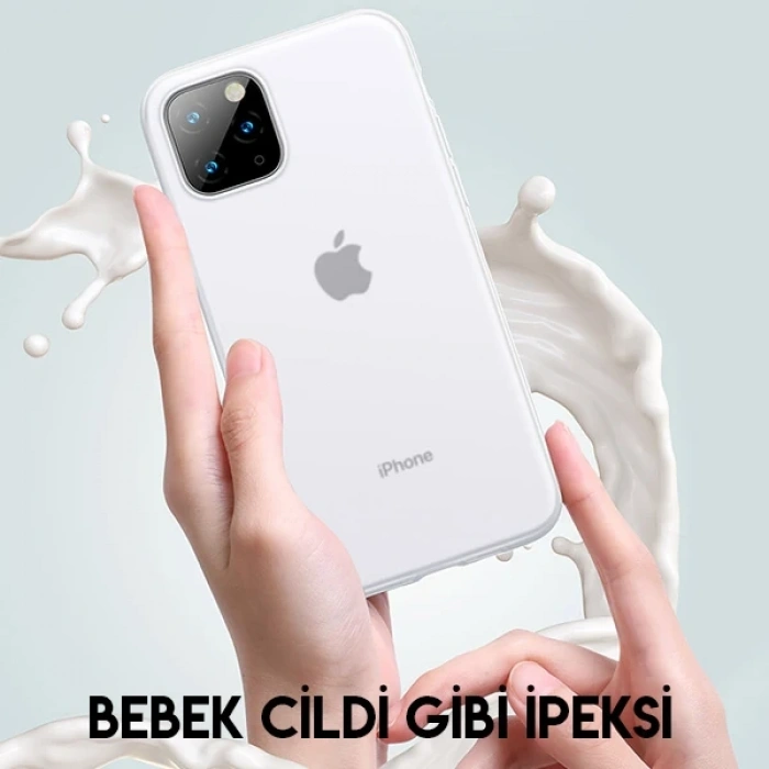Nevamel Baseus Jelly Liquid Silica Gel iPhone 11 Pro Max 6.5 Kılıf Şeffaf Sıvı Silikon Kılıf-(5775)