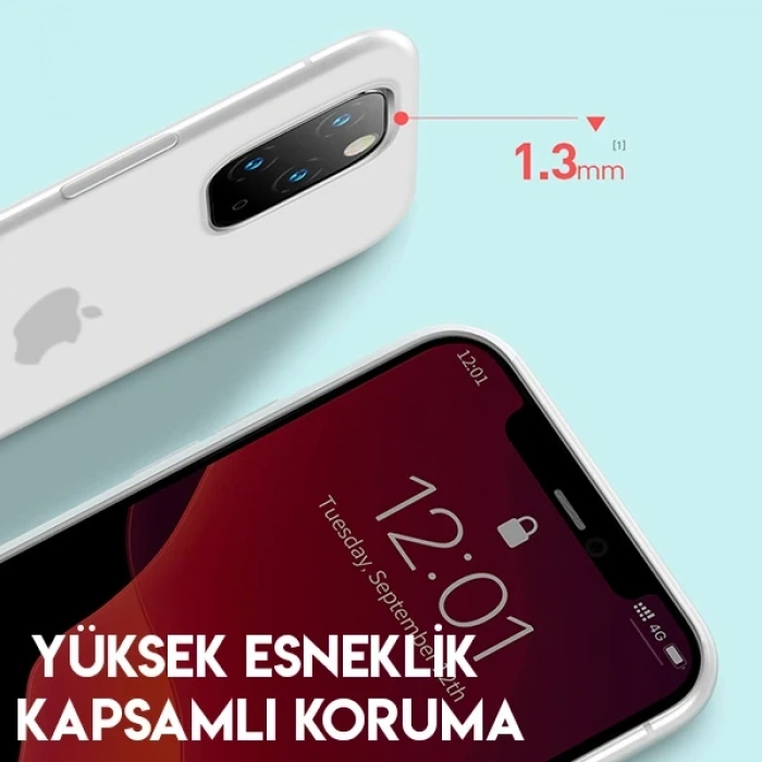 Nevamel Baseus Jelly Liquid Silica Gel iPhone 11 Pro Max 6.5 Kılıf Şeffaf Sıvı Silikon Kılıf-(5775)
