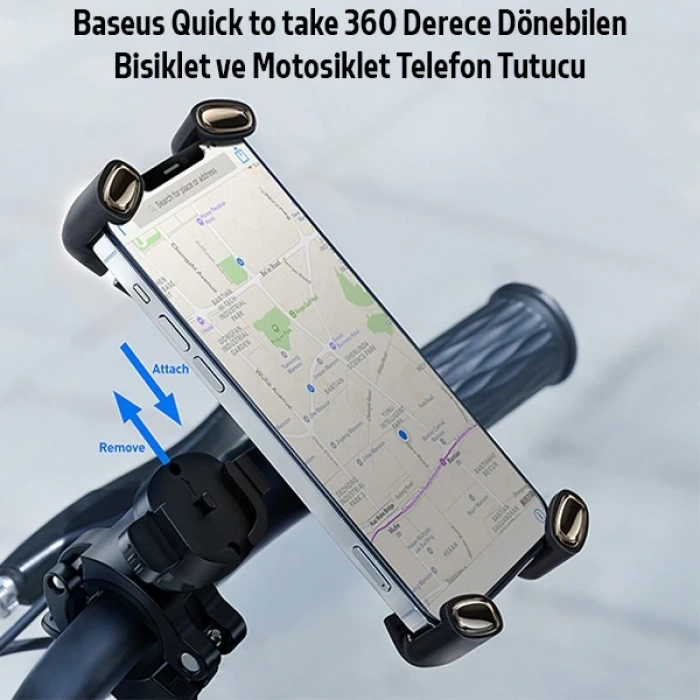 Nevamel Baseus Quick to take 360 Derece Dönebilen Bisiklet ve Motosiklet Telefon Tutucu-(5775)