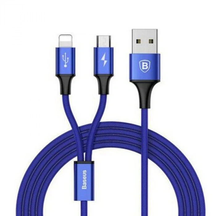Nevamel Baseus Rapid Series 2in1 İphone+ Micro Usb 3.0A Usb Kablo Şarj 120cm-(5775)