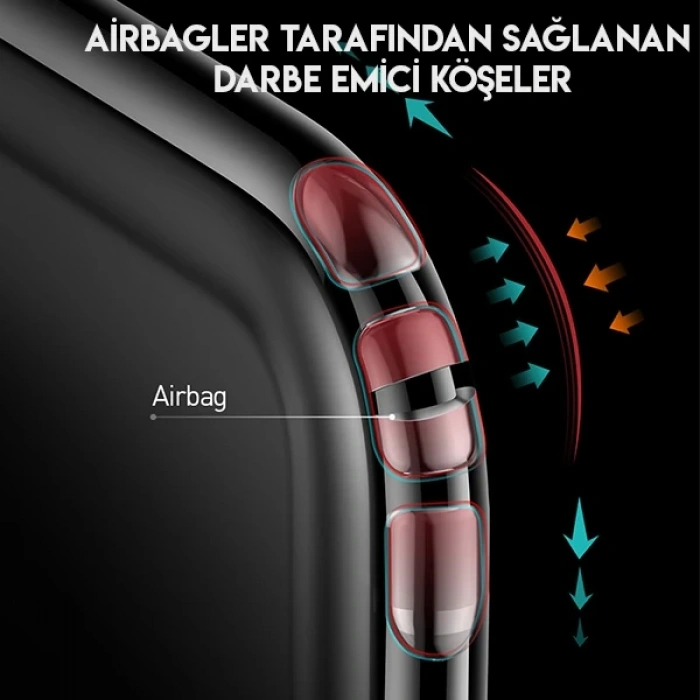 Nevamel Baseus Safety Airbags İPhone 11 Pro Max Şeffaf Darbe Emici Slikon Kılıf-(5775)