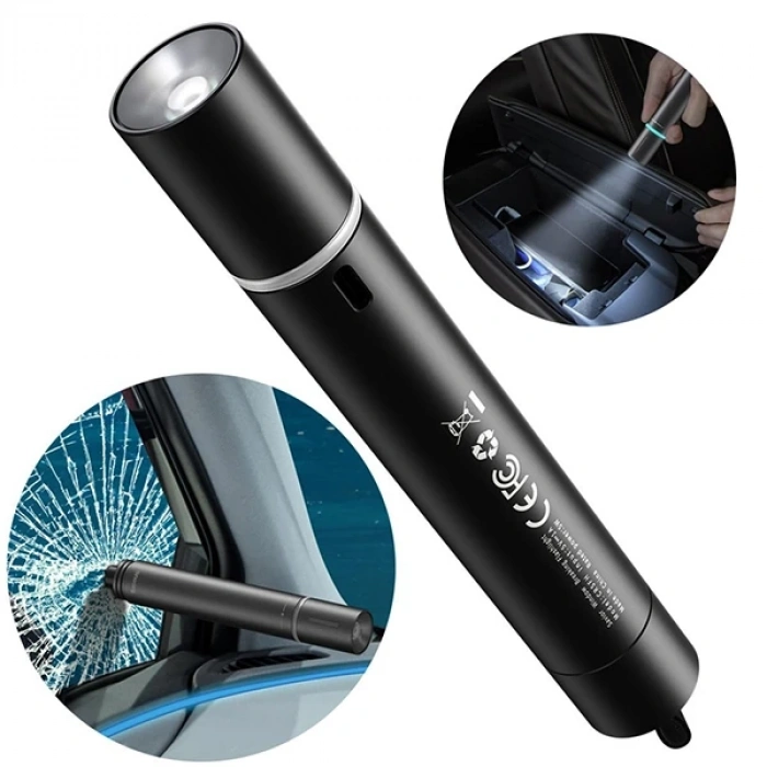 Nevamel Baseus Savior Araç Pencere Camı Kırıcı ve Şarjlı Fener/Emergency Light-(5775)