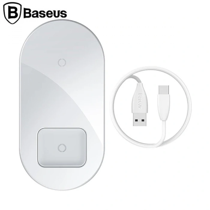 Nevamel Baseus Simple 2in1 Kablosuz Wireless Şarj 18W iPhones+iPods-(5775)