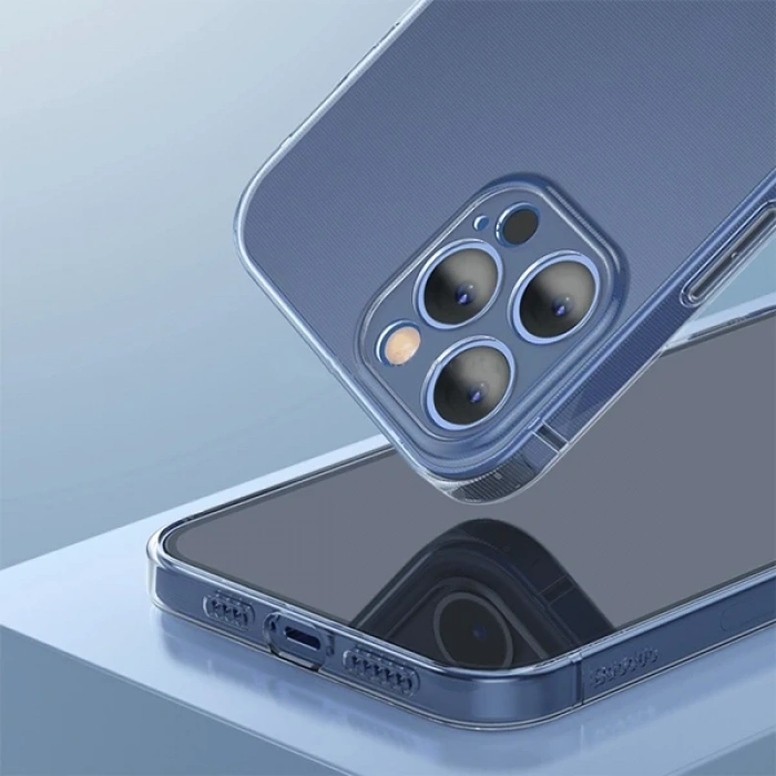 Nevamel Baseus Simple Case İPhone 12 Pro Max 6.7 İnce Şeffaf Silikon Kılıf-(5775)