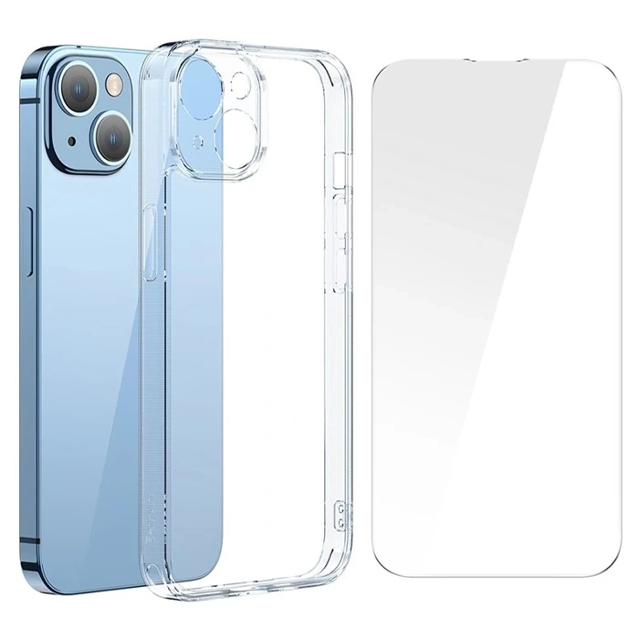 Nevamel Baseus SuperCeramic Series iPhone 14 6.1 Koruyucu Cam Kılıf + Full Tempered Ekran Koruyucu Set-(5775)