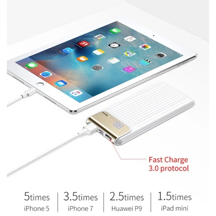 Nevamel Baseus Thin QC3.0A 10000 Mah Hızlı Şarj Harici Şarj Power Bank-(5775)