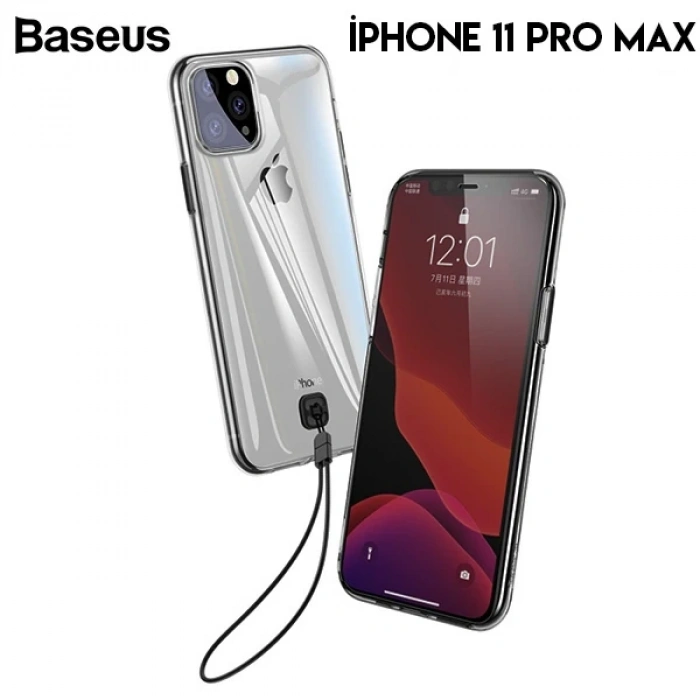 Nevamel® Baseus Transparent Key İPhone 11 Pro Max 6.5inch (2019) Şeffaf Silikon Kılıf-(5775)
