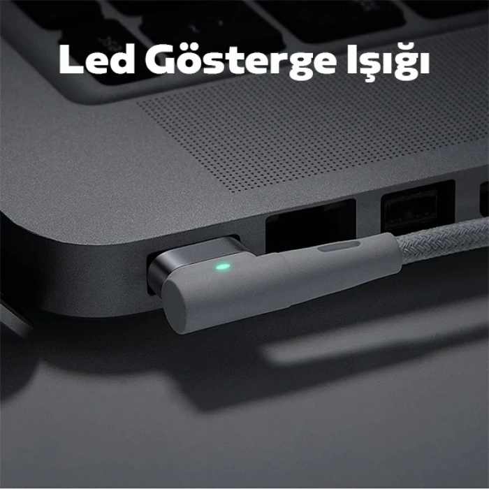 Nevamel Baseus Zinc Manyetik L Uçlu 60W Macbook Hızlı Şarj Güç Kablosu 2m-(5775)