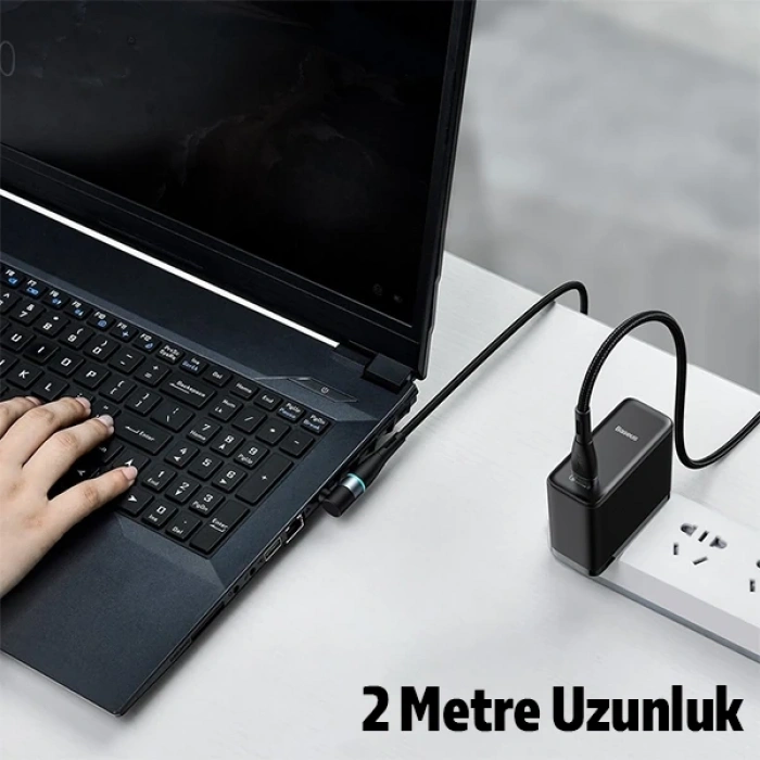 Nevamel Baseus Zinc Manyetik Type-C to DC Round (55x25mm) Lenovo Laptop Şarj Kablosu 100W 2m-(5775)