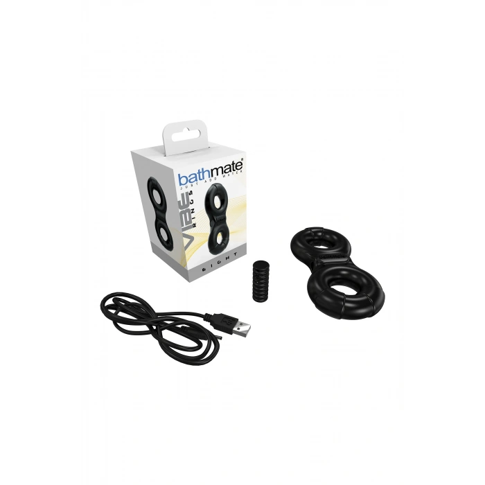 Nevamel® Bathmate Penis Üzerindeki Titreşim Halkası Eight, Elastomex, Siyah, Ø4-5 Cm