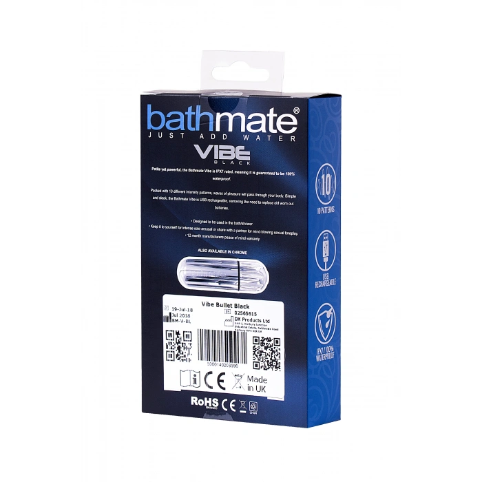 Nevamel® Bathmate Vibe Bullet Black, Şarj Edilebilir, Su Geçirmez, Plastik, Siyah