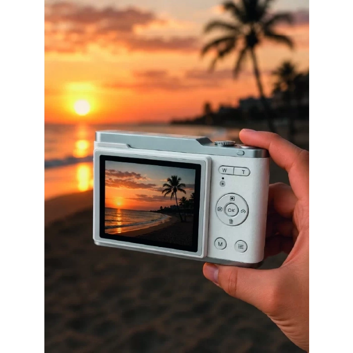 Nevamel® Beyaz 4K Dijital Kamera 2.4 İnç HD Ekran ve LED Flaşlı