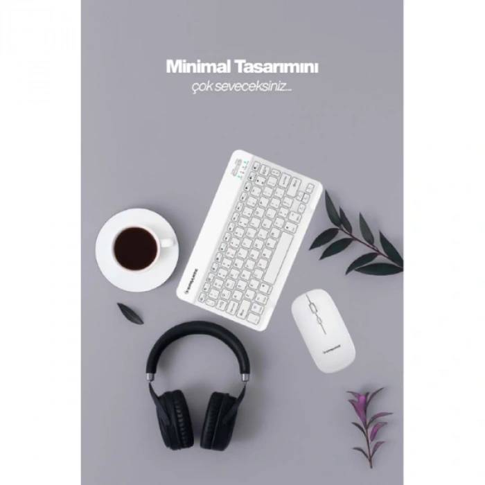 Nevamel Beyaz Kablosuz Klavye Ve Mouse Seti
