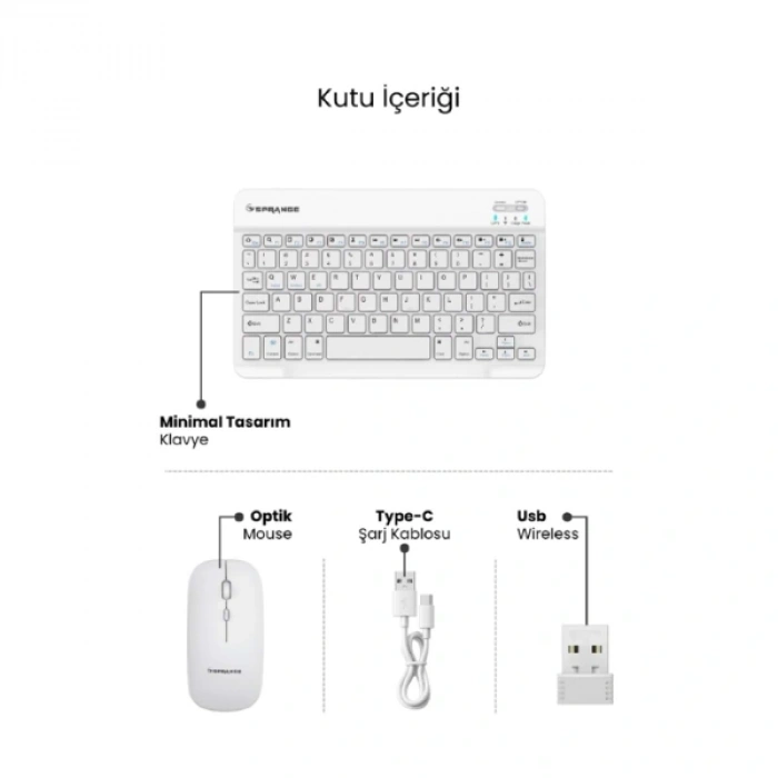 Nevamel Beyaz Kablosuz Klavye Ve Mouse Seti