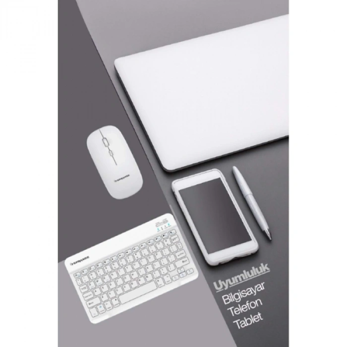 Nevamel Beyaz Kablosuz Klavye Ve Mouse Seti