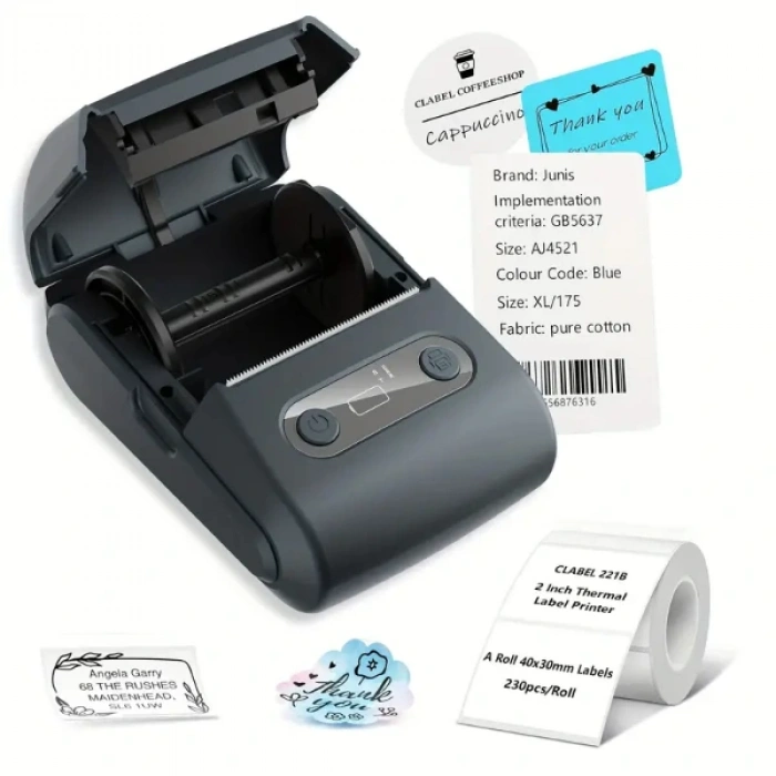 Nevamel Beyaz Kablosuz Portatif Etiket Yazıcısı