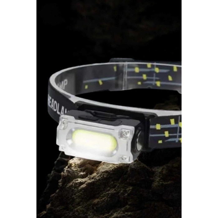 Nevamel Beyaz Led Işık Sensörlü Kafa Lambası Lityum Batarya Led El Fenerli Şarjlı