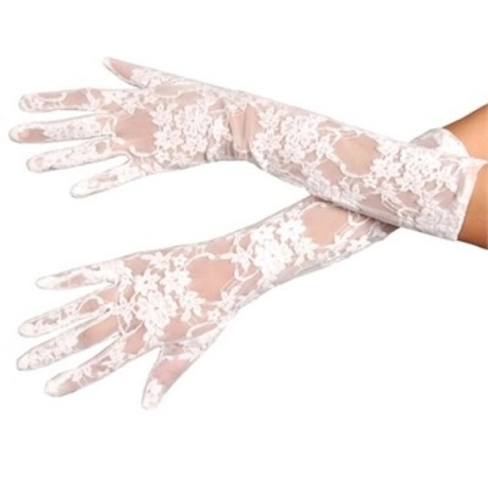 Nevamel® Beyaz Renk Orta Boy Dantelli Eldiven