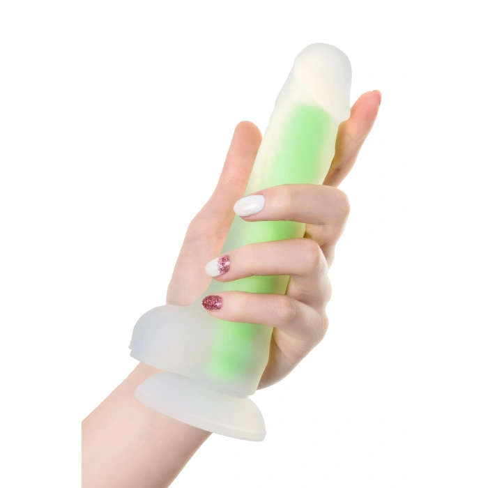 Nevamel® Beyond Dick Glow Gece Parlayan Dildo, Silikon, Şeffaf, 18 Cm