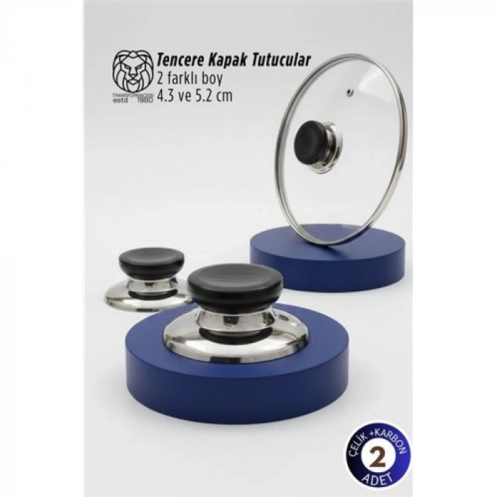 Nevamel® Bianca Serisi 2’li Paslanmaz Çelik Lüks Tencere Kapağı Tutucu Seti - 4.3 - 5.2 cm Universal