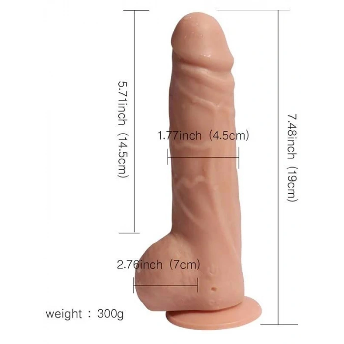 Nevamel® Big Detective Şarjlı Uzaktan Kumandalı Titreşimli Gerçekçi Dildo 19 Cm