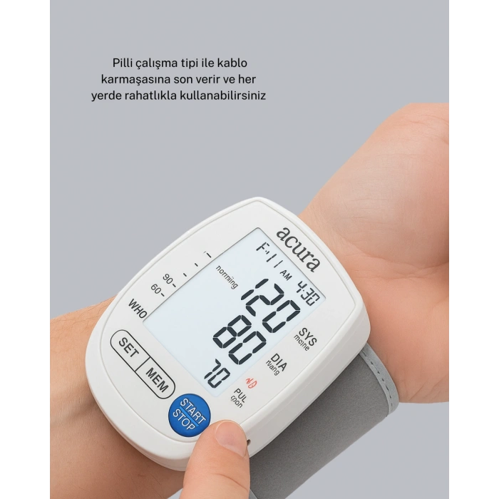 Nevamel® Bilekten Dijital Tansiyon Aleti Hem Pilli Hem Şarjlı Hafızalı