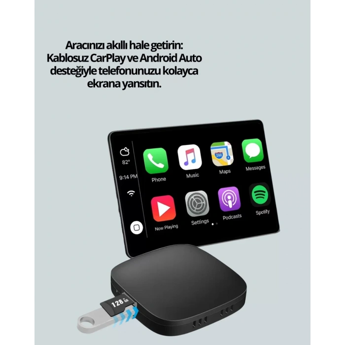 Nevamel® Bluetooth 5.0 Kablosuz Android Auto Araç İçi Adaptör Yeni Nesil
