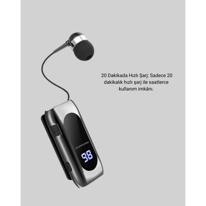 Nevamel® Bluetooth 5.2 Klipsli Kablosuz Kulaklık – Dijital Ekran & Titreşimli Uyarı Yeni Nesil