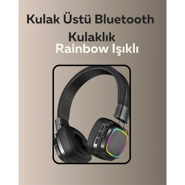 Nevamel Bluetooth 5.3 Rainbow Işıklı Kulak Üstü Kablosuz Kulaklık