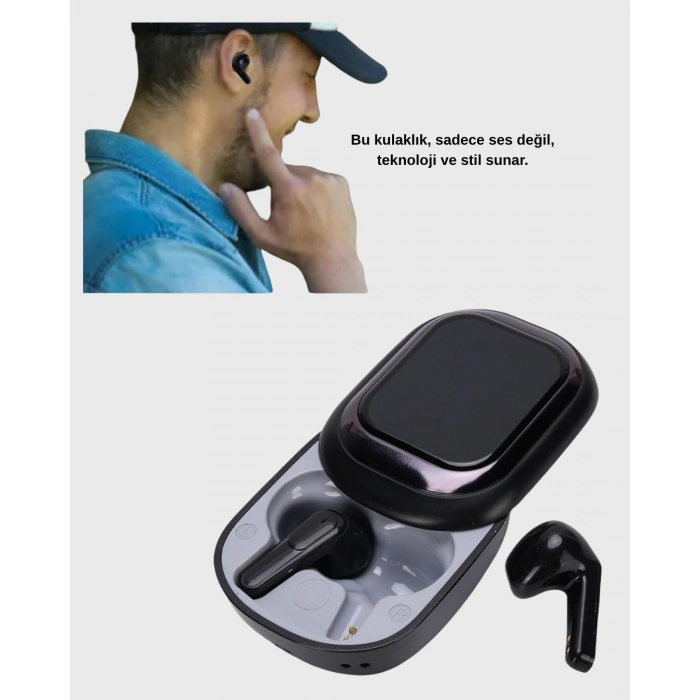 Nevamel® Bluetooth 5.4 Kulaklık – Gürültü Engelleme ve Akıllı Ekranlı Şarj Kutusu