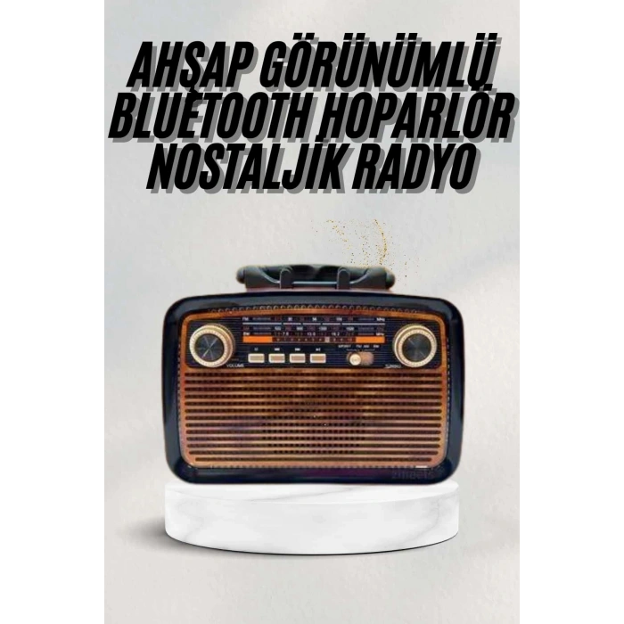 Nevamel Bluetooth Hoparlör Ahşap Renk Vintage Işıklı Nostaljik Radyo Fm Ahşap Görünümlü