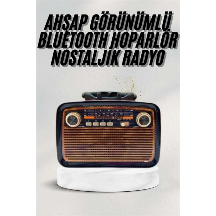 Nevamel Bluetooth Hoparlör Ahşap Renk Vintage Işıklı Nostaljik Radyo Fm Ahşap Görünümlü