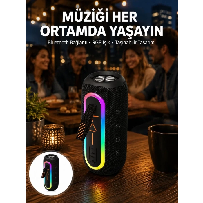 Nevamel® Bluetooth Hoparlör USB Şarjlı Uzun Pil Ömrü Android ve İOS Uyumlu Renkli Yeni Nesil