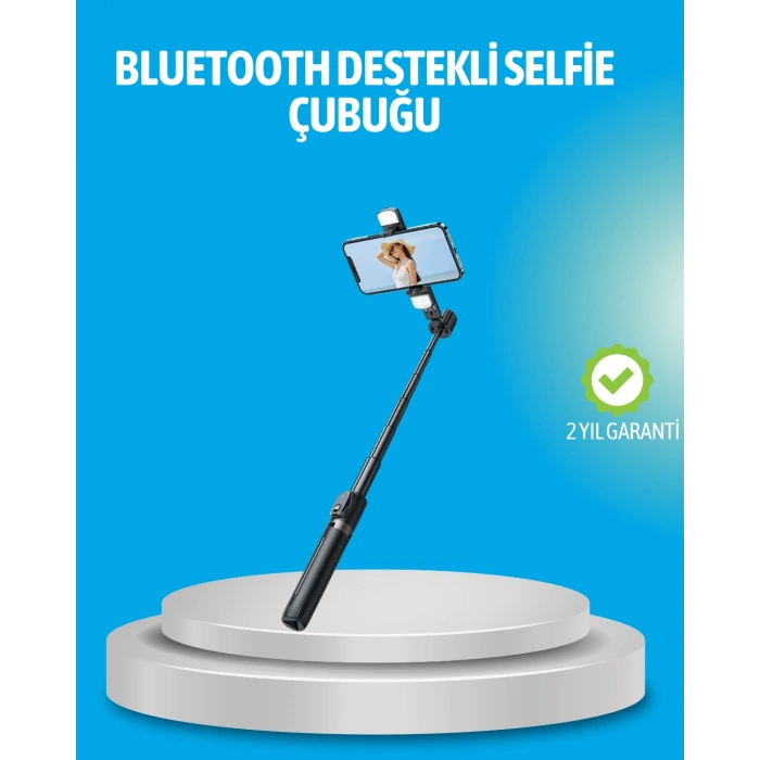 Nevamel Bluetooth Işıklı Uzaktan Kumandalı Selfie Çubuğu – 130 cm Yükseklik